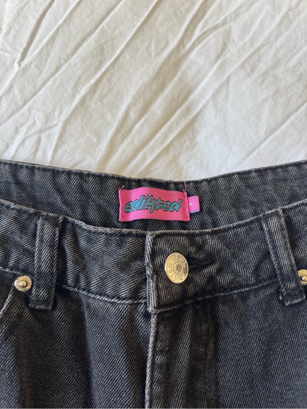 Edikted Raelynn Washed Low Rise Jeans - Black Washed - Picture 7 of 11